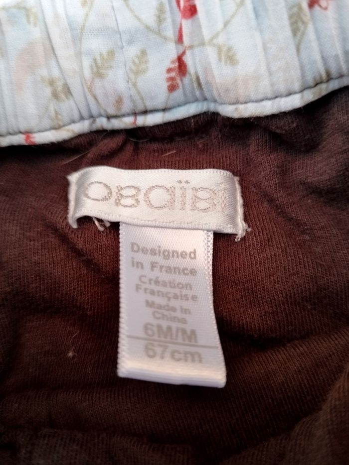 Pantalon marron brodé Obaïbi T 6 mois/67cm - photo numéro 6