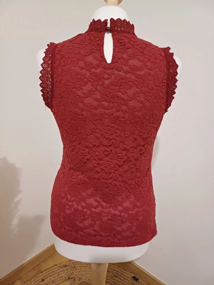 Blouse chic Bordeaux avec dentelle Capsule taille S 36 - photo numéro 7