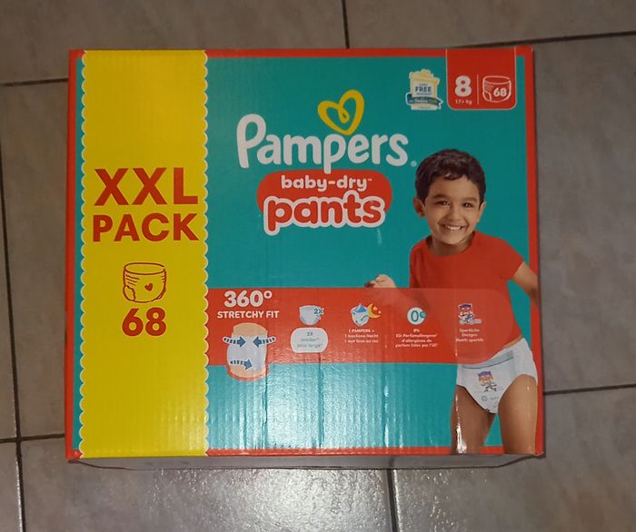 68 Couches Culottes Pampers Baby-Dry Pants Taille 8 (XXL Pack)