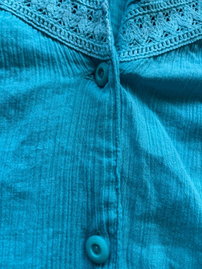 Chemisier / chemise daxon bleu clair bouton manches courtes vintage 2000s taille M-38 - photo numéro 4