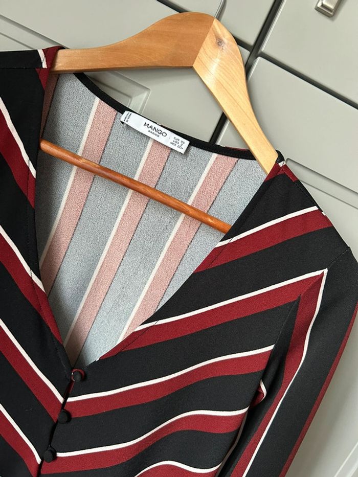 Robe mango noir bordeaux rayures - photo numéro 2