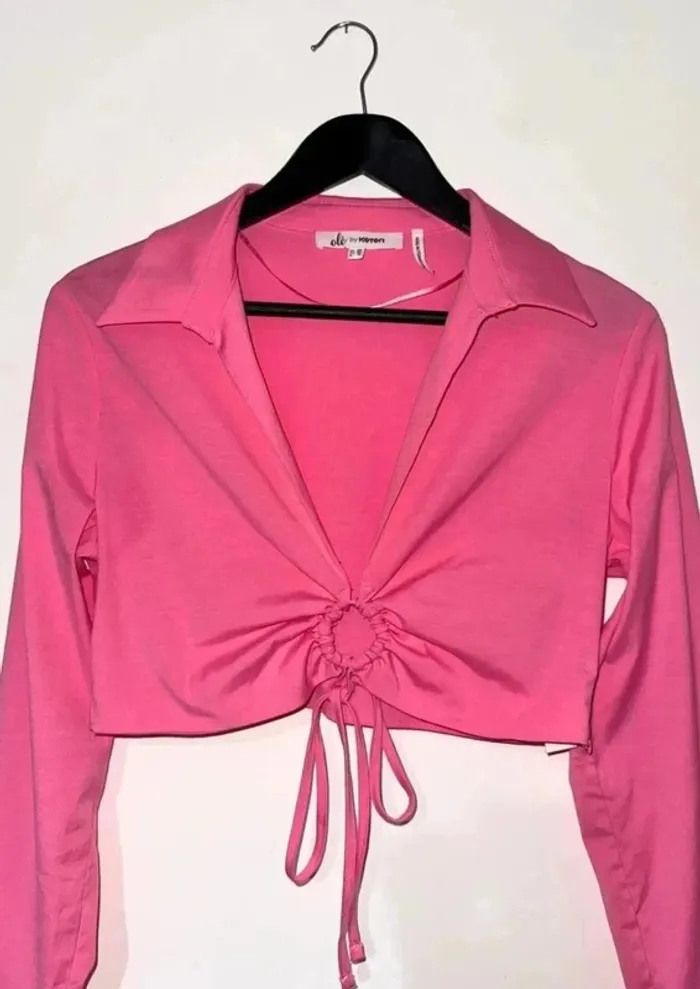 Chemise crop rose bonbon – marque KOTON – Taille 38/40 - photo numéro 3