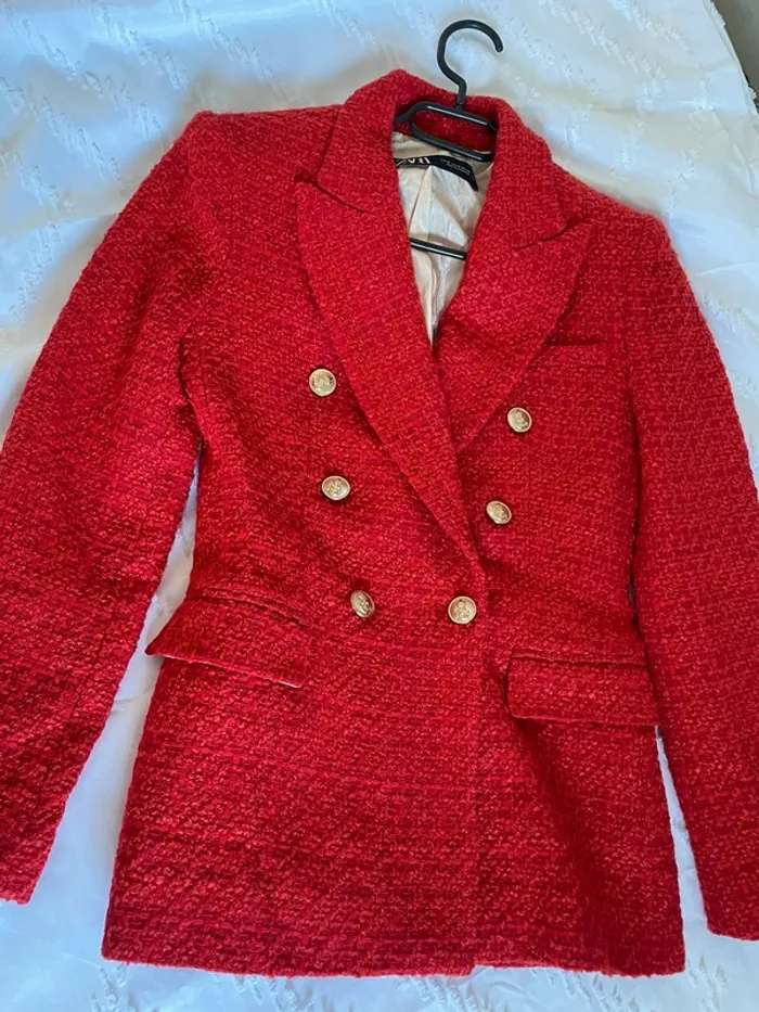 Zara Veste blazer tailleur tweed à boutonnage croisé taille XS - photo numéro 10