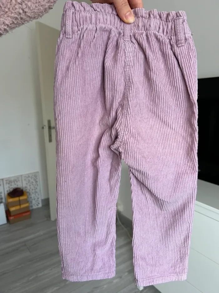 Pantalon velours côtelé mauve 18 mois - photo numéro 4