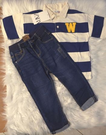 (Neufs non portés)🏷🥰😍 ensemble polo mc et jeans slim 36mois/3ans garçon 🥰😍💙