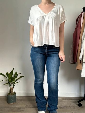 Zara Tee-shirt blanc coupe baby doll – Taille 36 – Très bon état