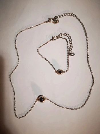 Parure collier + bracelet argenté