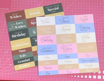 Lot de 24 planches de phrases de souhaits en anglais cartonnées à découper