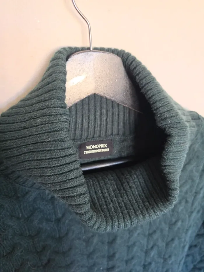 Poncho laine pull vert Monoprix - photo numéro 3