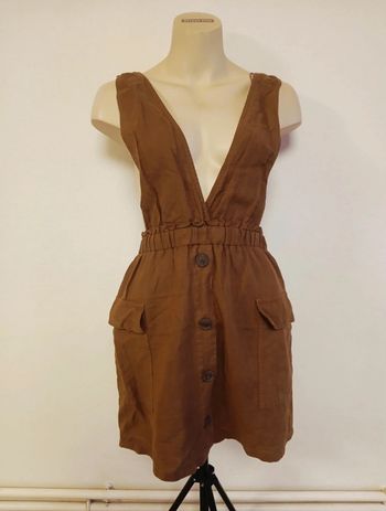 Robe brune Zara lin et coton 