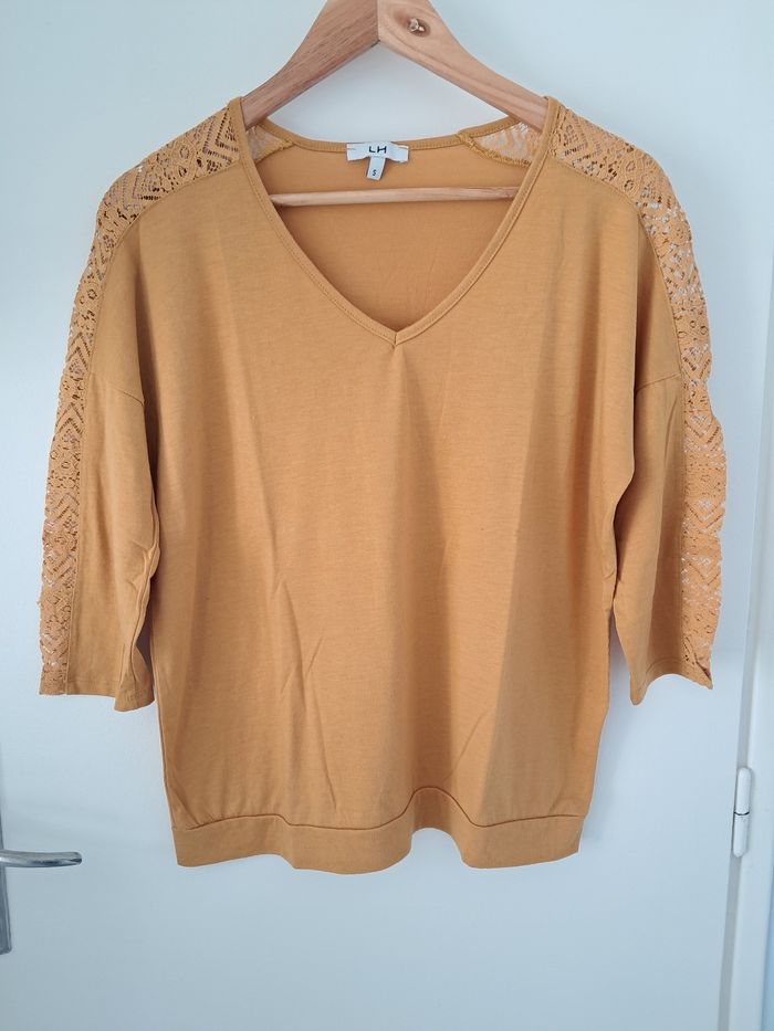 Tee-shirt manche 3/4 taille S moutarde