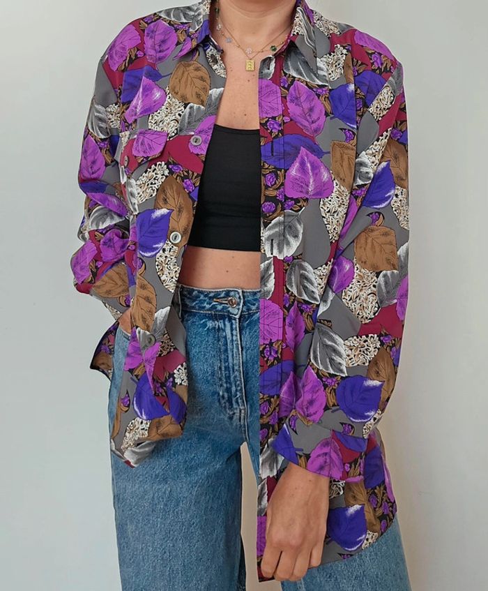 Chemisier à motifs floraux vintage 90s oversize