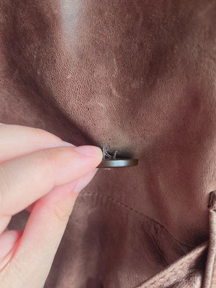 veste en cuir marron promod taille m - ceinturée - photo numéro 5
