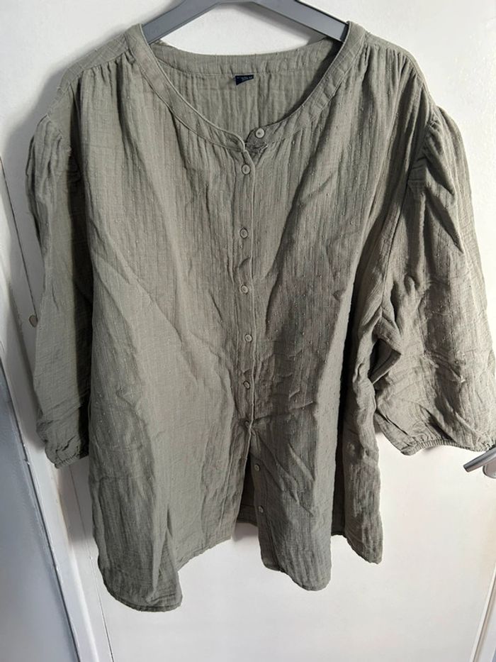 Blouse kaki en gaze de coton • Kiabi • taille XXL (50-52)