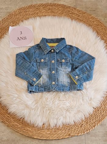 Veste en jeans bleu et vert 3 ans fille