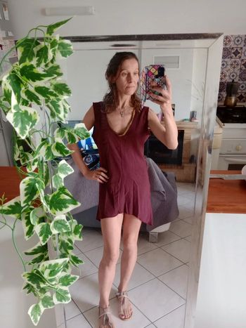 Robe courte/tunique femme 40 bordeaux c45