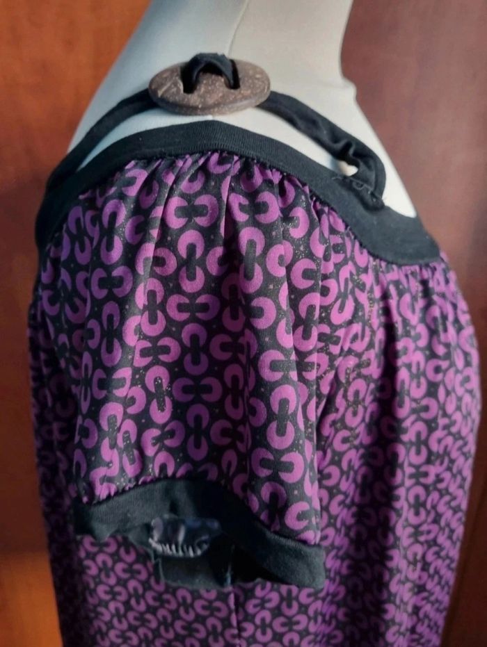 T-shirt violet pailleté taille L - photo numéro 5