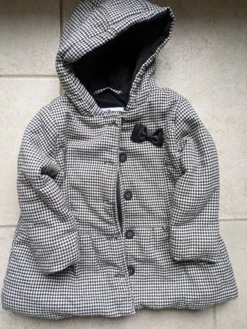Manteau chaud noir et blanc fille 24 mois