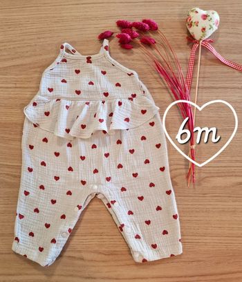 Combinaison gaze de coton cœur 6m