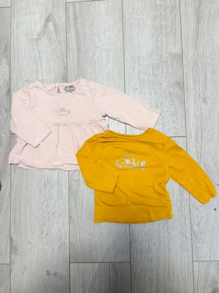 Lot t shirt manches longues 1mois fille Kiabi