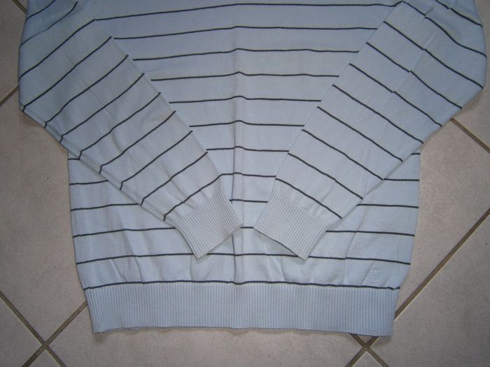 Pull ML bleu ciel rayé gris CELIO Taille L - photo numéro 4