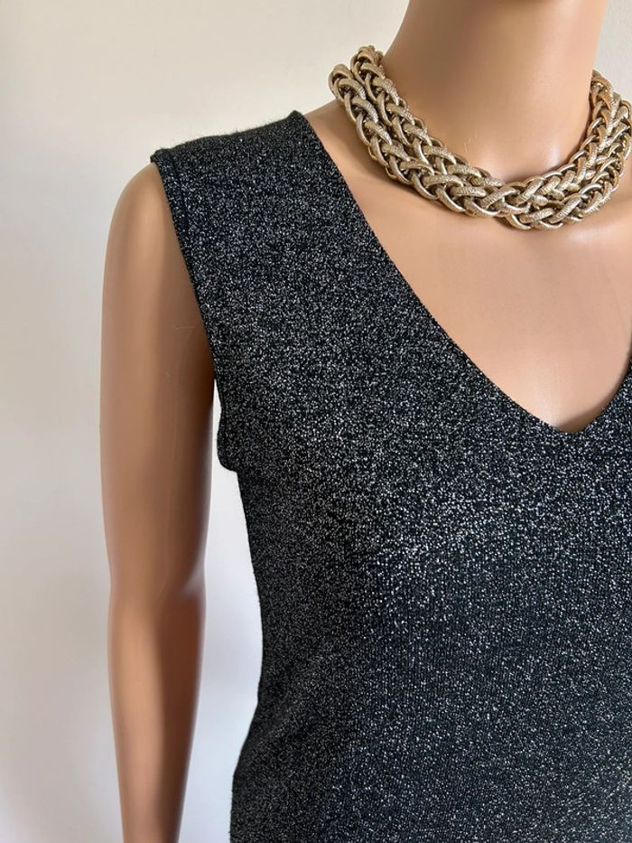 Haut argenté pailleté sans manches Molly Bracken taille unique jamais porté - photo numéro 5