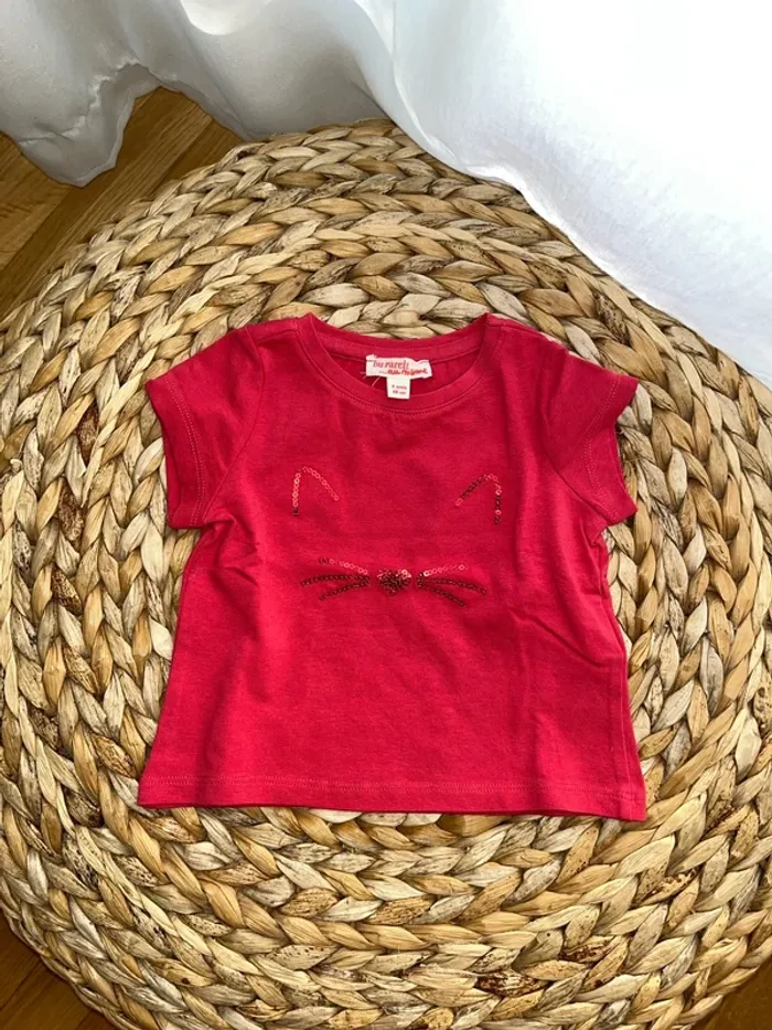 T shirt en coton Fushia 6mois 68 cm DPAM