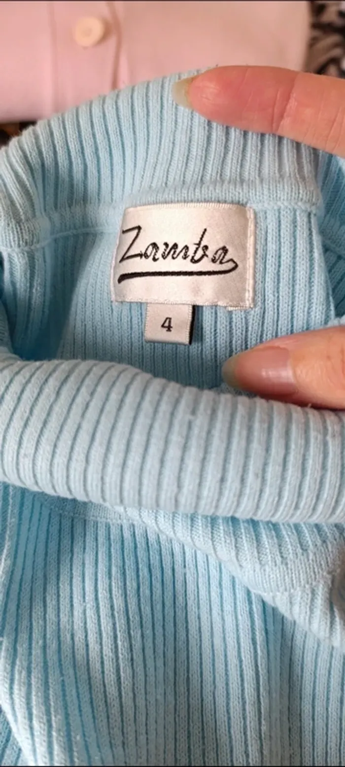 Pull col roulé bleu ciel zamba taille 4 - photo numéro 3