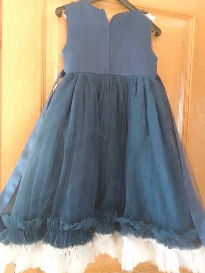 Robe cérémonie 6 ans mariage baptême bleu marine et blanche - photo numéro 3