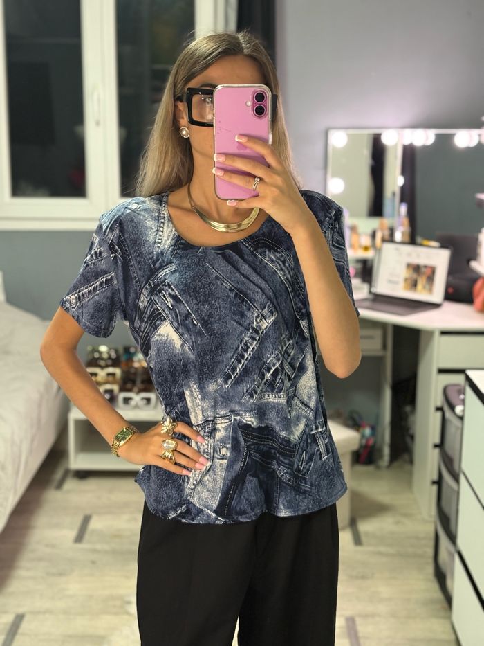 👕 T-shirt imprimé effet jean - photo numéro 2