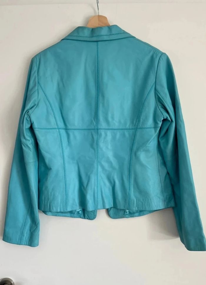 Veste de blazer en cuir turquoise de la marque Arturo - photo numéro 7