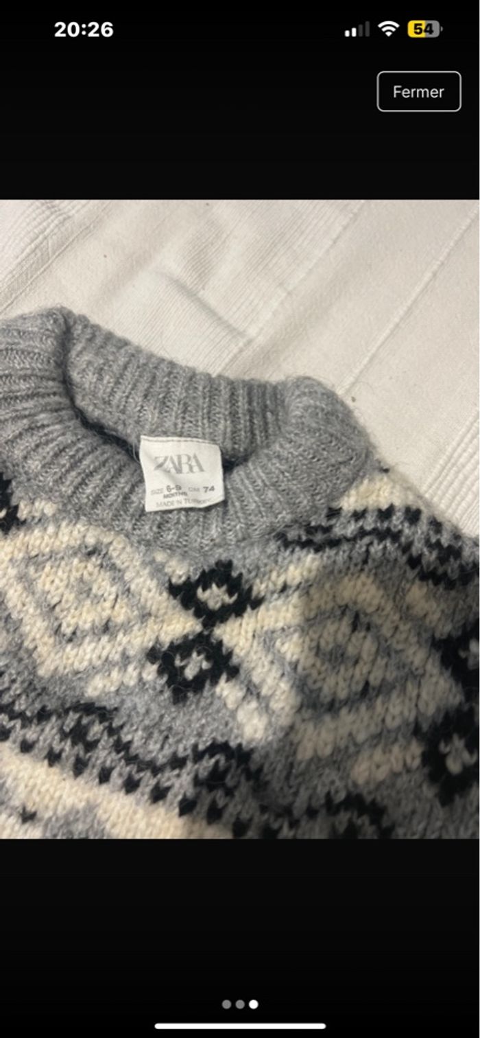 Pull en laine bébé Zara taille taille 6/9 mois - photo numéro 3