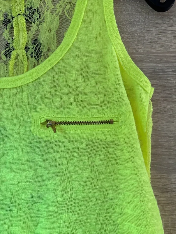Débardeur dentelle jaune fluo - photo numéro 2