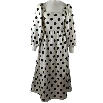 Robe longue à pois Vero Moda manches bouffantes smockée dos Taille 36 A1187