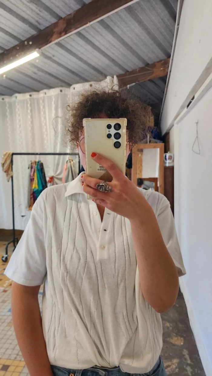 Joli petit tee shirt coloré polo en maille coton made in France - photo numéro 2