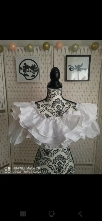 💕joli Crop Top Blanc à volants -femme TM / 38 Vero moda Style Bohème chic 💕