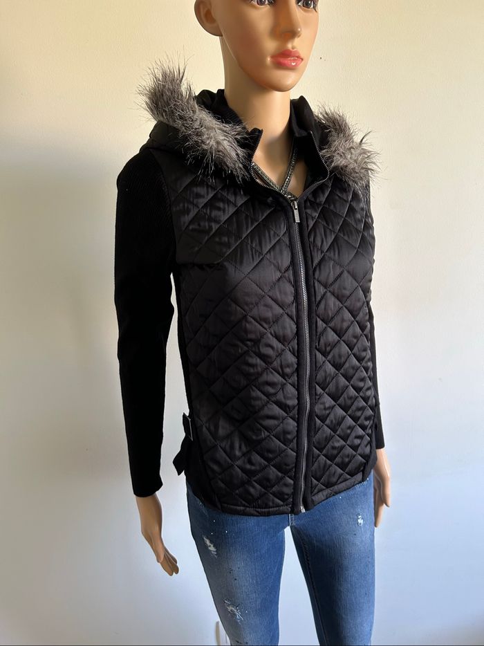 Veste noire bi matière avec capuche Morgan taille S jamais portée - photo numéro 2