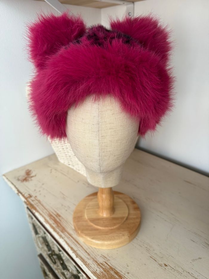 hapeau imitation fourrure fuchsia motif léopard – Neuf 💕🐾