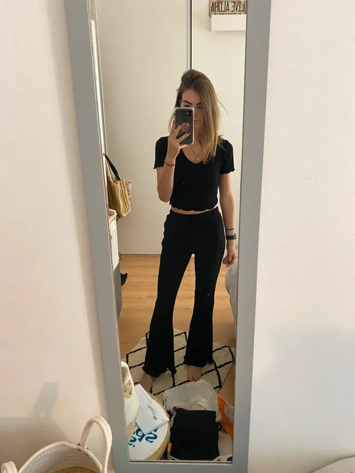 Pantalon plissé patte d’éléphant H&M