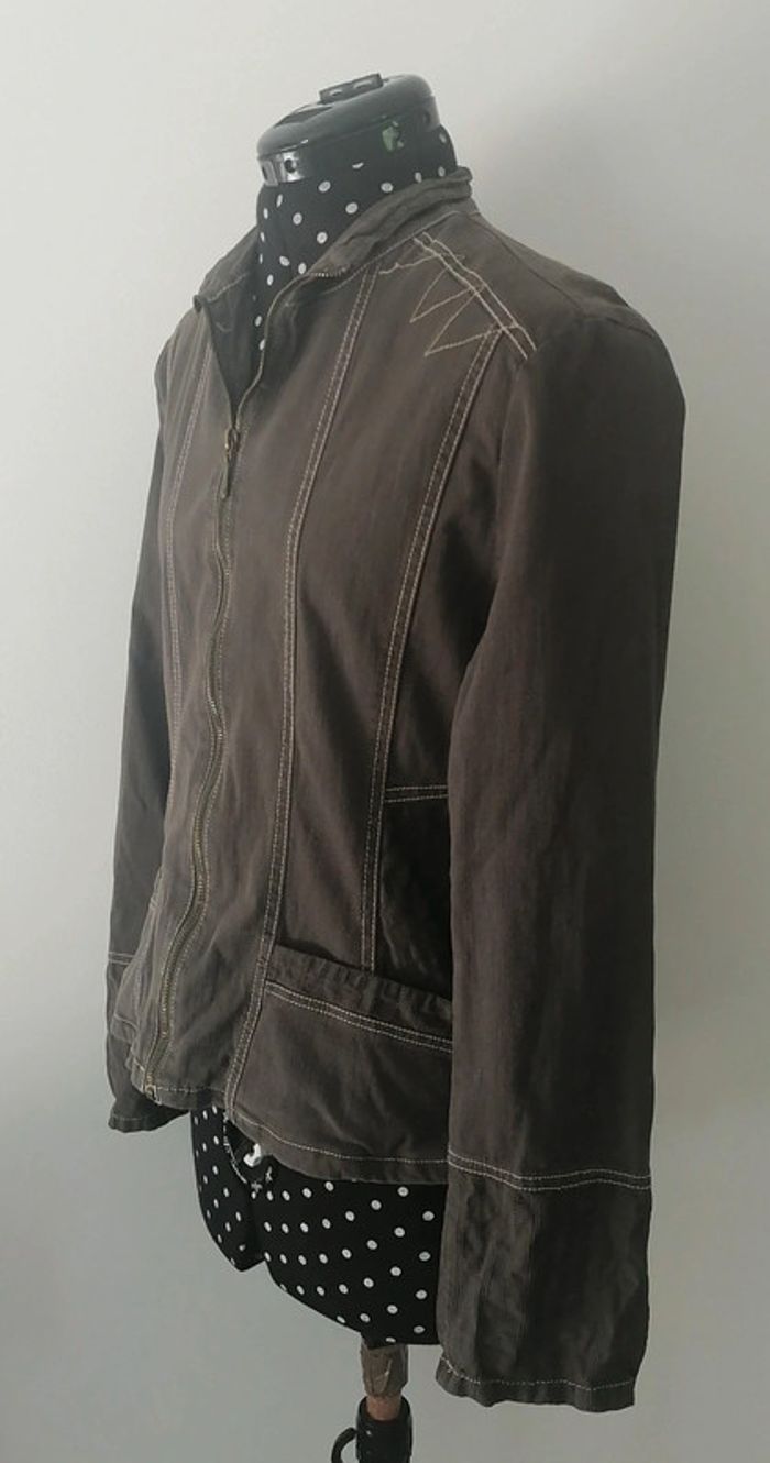 Veste / blazer en jean kaki Taille 44 XXL Jacqueline RIU - photo numéro 3