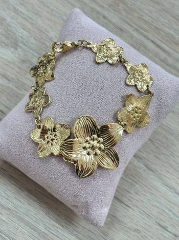 Bracelet femme doré acier inoxydable fleurs