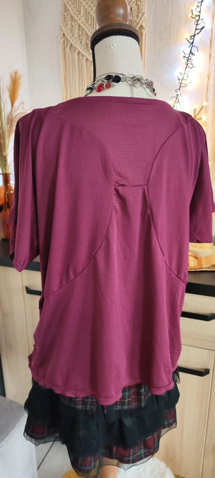 Superbe haut top tee-shirt bordeaux neuf - photo numéro 3