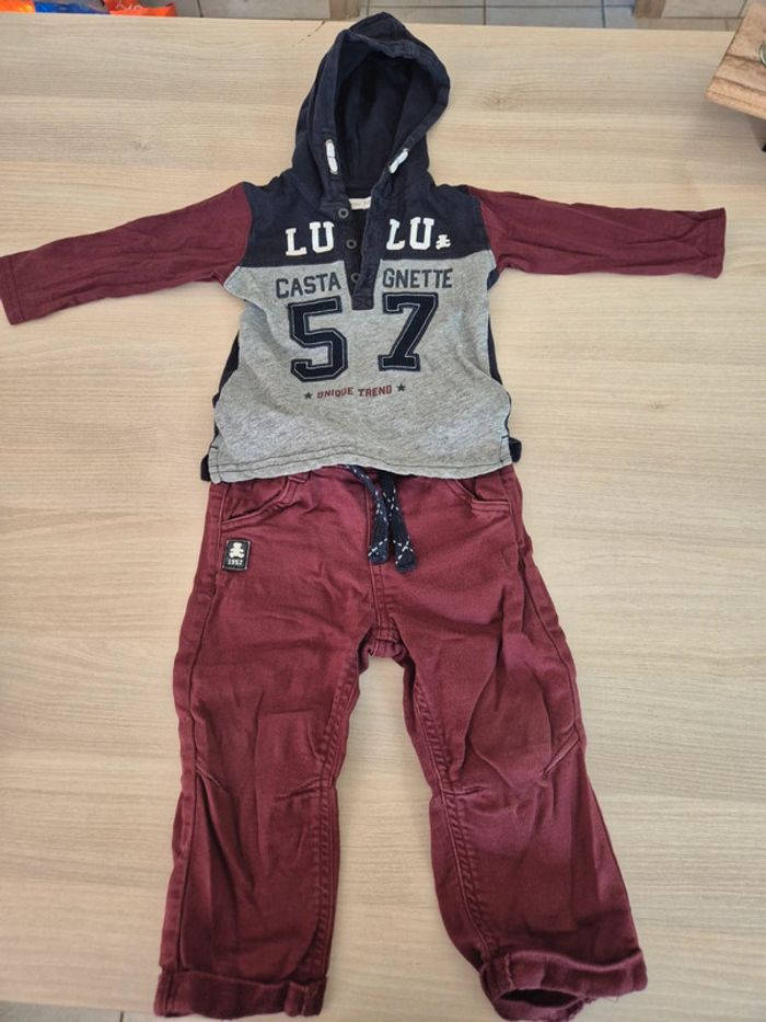 Ensemble t shirt manches longues et pantalon garçon 18 mois Lulu castagnettes