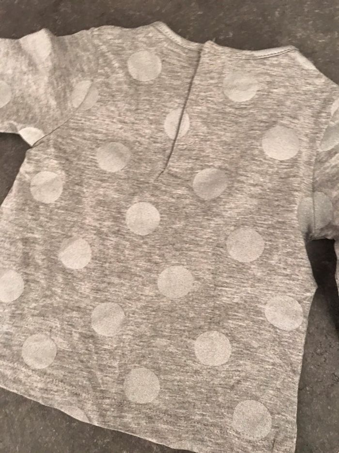 T-shirt manches longues gris pailleté bébé fille 9 mois - photo numéro 4