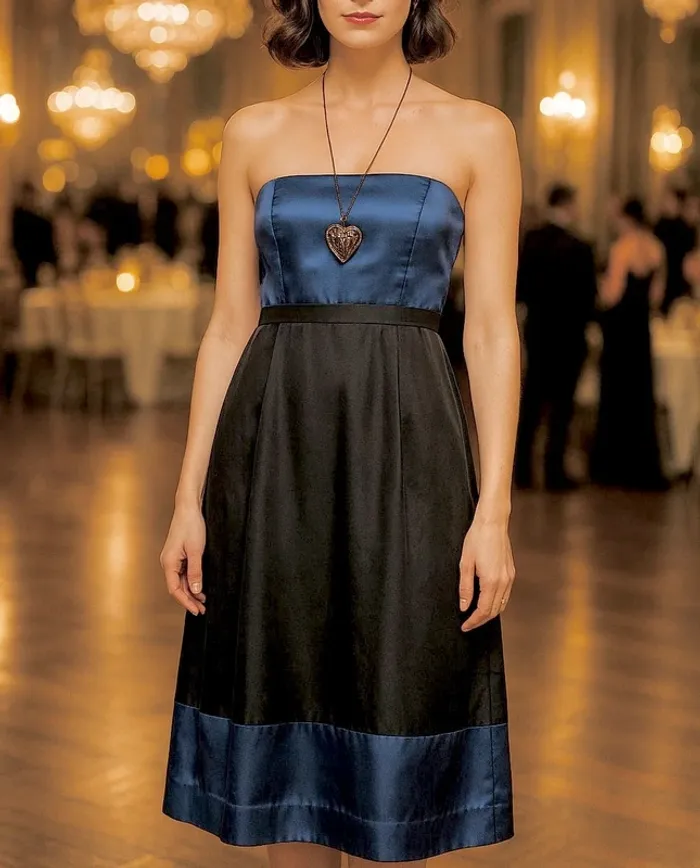 👗 Magnifique robe bustier noire et lila satiné meimei taille 38