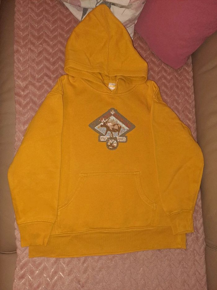 Sweat garçon jaune tks be 8-10 ans dessin craquelé mini accroc col