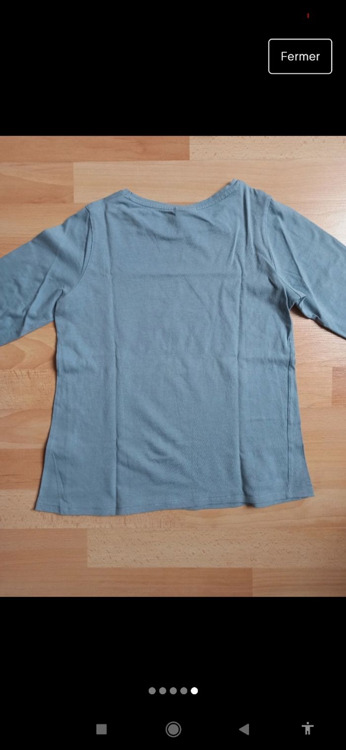 T-shirt manches longues bleu gris avec oiseau Zara kids 9 ans - photo numéro 5