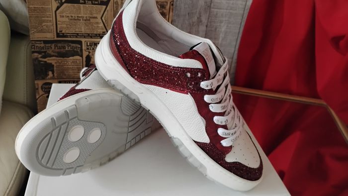 Chaussures femme baskets sneackers T 37 rouge émeraude strass - photo numéro 2