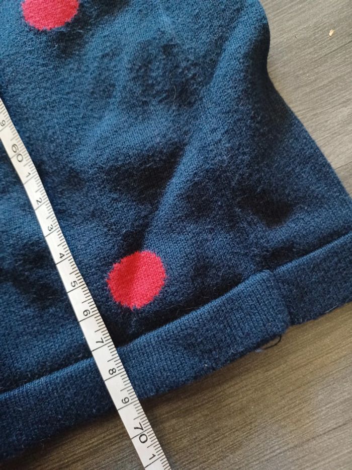 Manche longue col v noir à points rouge Taille XL femme - photo numéro 4