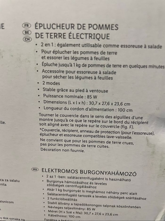 Éplucheur électrique avec essoreuse à à - photo numéro 2